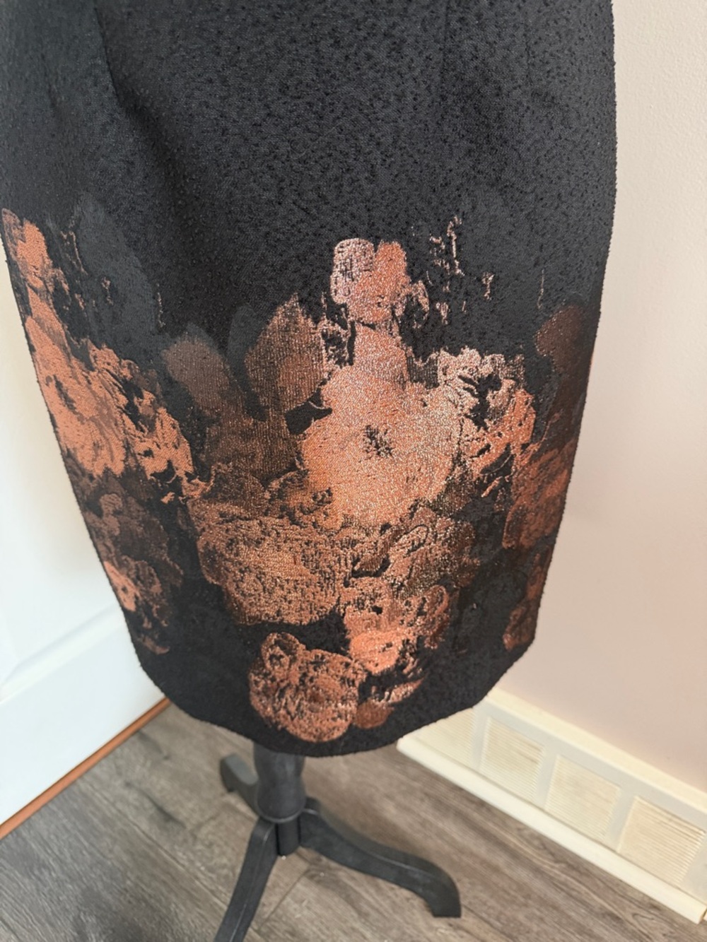 Sara Campbell Black Midi Dress with Bronze Floral Hem - Picture 4 of 13
